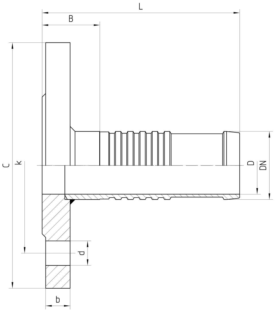 fixed DIN flange straight