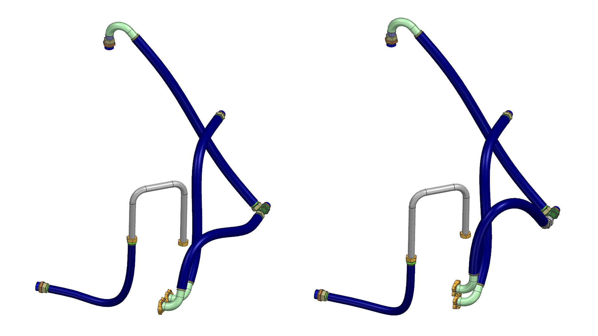Hydrauliksystem aus Schläuchen und Rohren