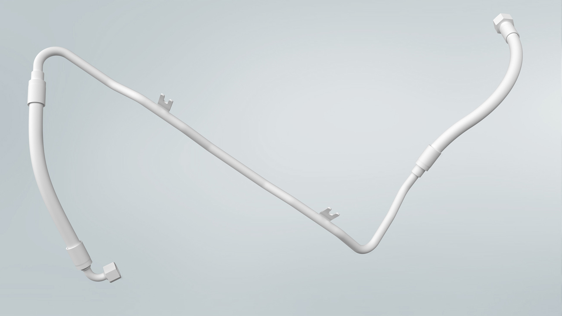 Hydrauliklösung aus 2 Hydraulikschläuchen und einem Rohr 3D-Modell